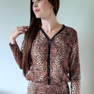 Pijama Americano Malha PV Ref.3014 Onça- Veste 38 ao 40