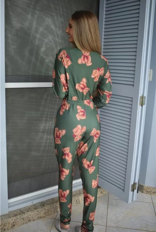 Pijama Microfibra Manga Longa Ref.3053- Estampa Verde Urso - Image 3