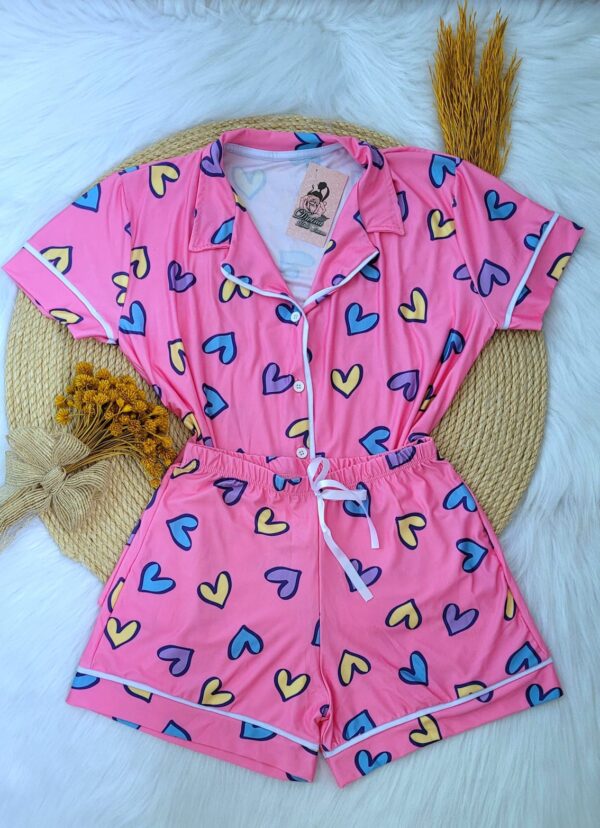 Pijama Americano Curto Microfibra Ref.3052- Coração - Image 2