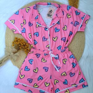 Pijama Americano Curto Microfibra Ref.3052- Coração