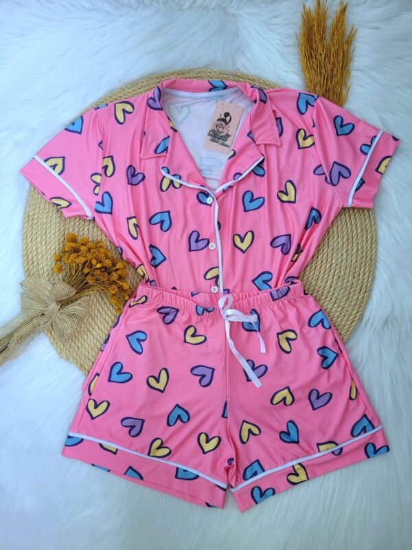 Pijama Americano Curto Microfibra Ref.3052- Coração