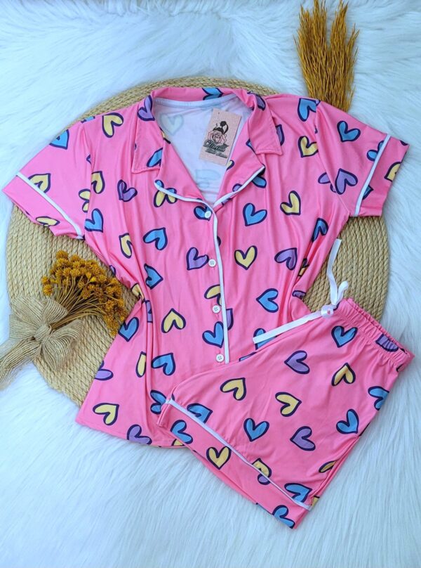 Pijama Americano Curto Microfibra Ref.3052- Coração - Image 6