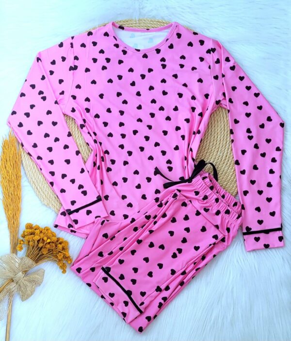 Pijama Microfibra Manga Longa Ref.3053- Rosa coração - Image 6