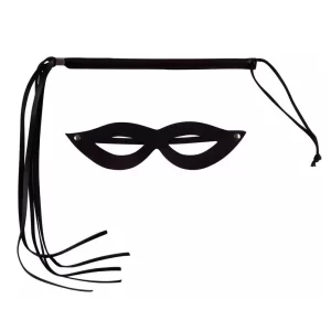 kit Dominadora Chicote+ Mascara Fetiche Preto