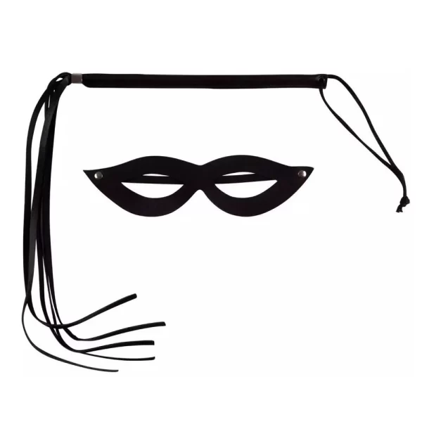 kit Dominadora Chicote+ Mascara Fetiche Preto