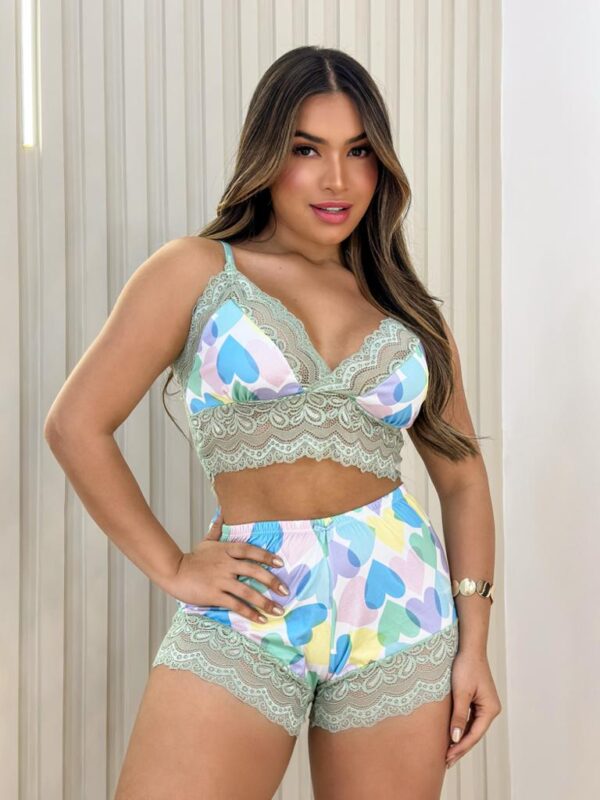 Babydoll Estampa Coração Colorido Ref.3061
