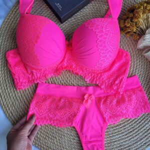 Conjunto Comfy Plus size Rosa Neon-Ref.0095-Tamanho 48.