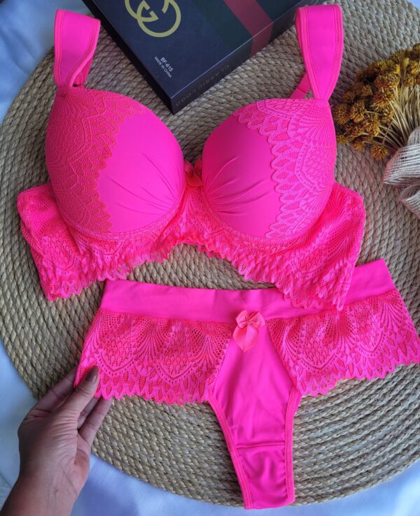 Conjunto Comfy Plus size Rosa Neon-Ref.0095-Tamanho 48.