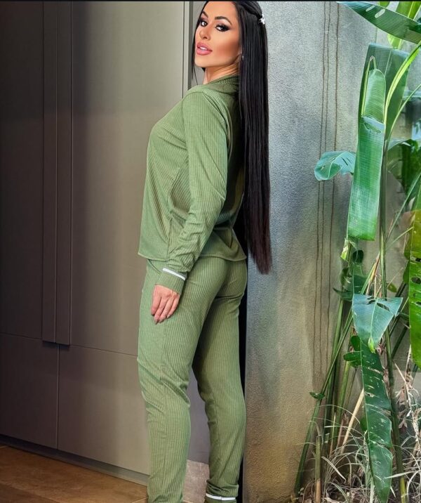 Pijama Americano Canelado Longo Ref.3036I - Verde Militar - Image 5